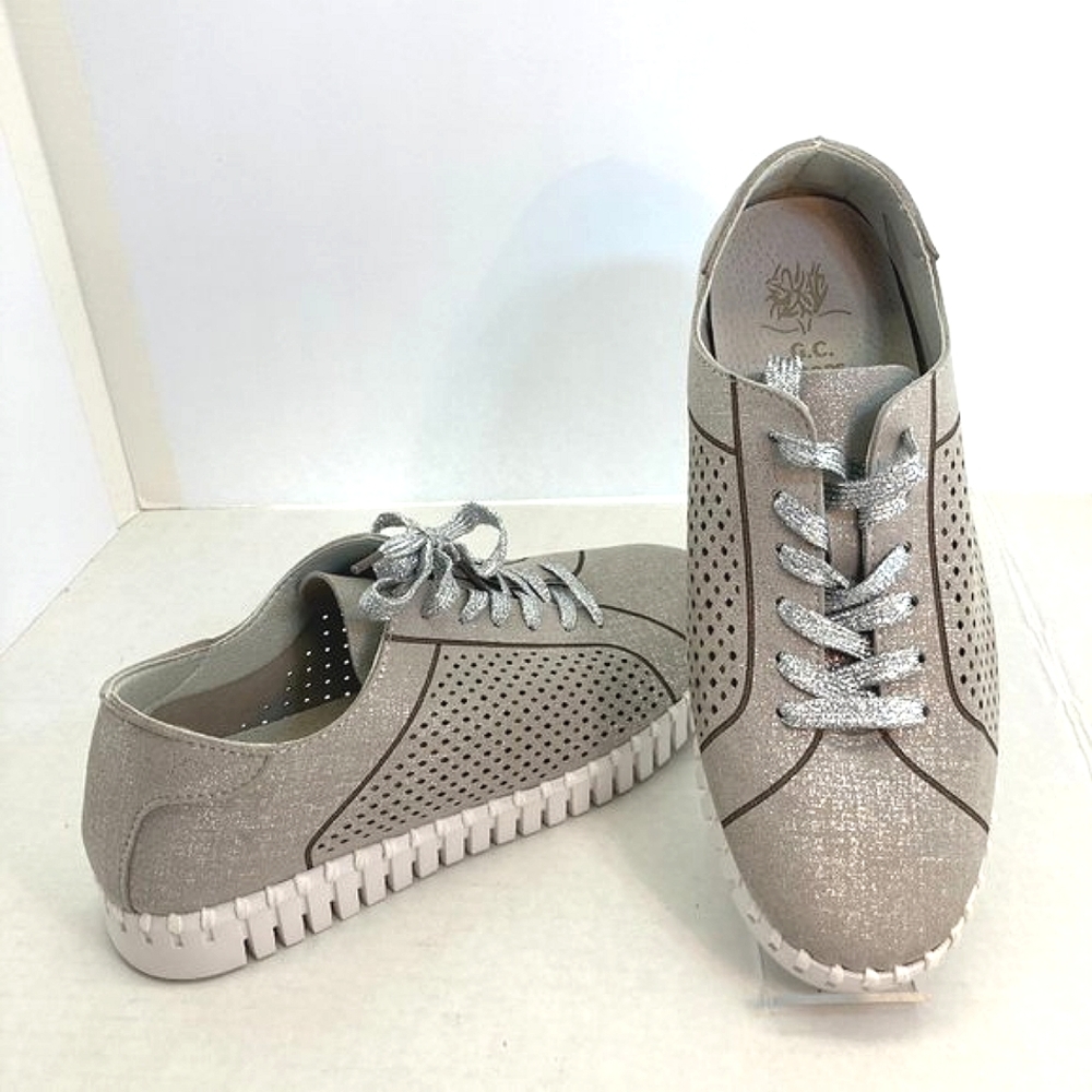G.C. shoes silver shimmery sneakers 7.5  40